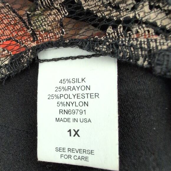 Violet Kay Silk Lace Mixed Media Patchwork Kimono Top Womens 1X Wearable Art - Picture 5 of 9